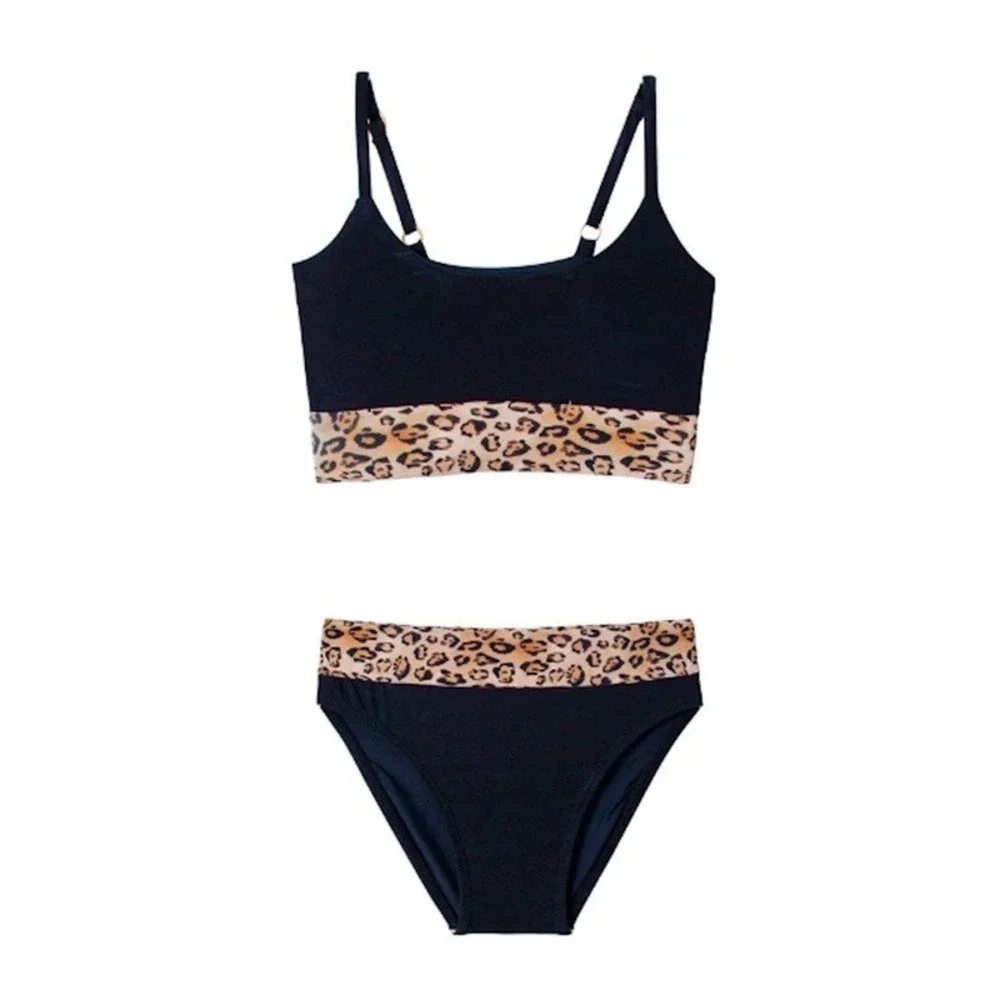 NWT PQ PIlyq 16 Leo Belted Animal print Girls Bikini 120701